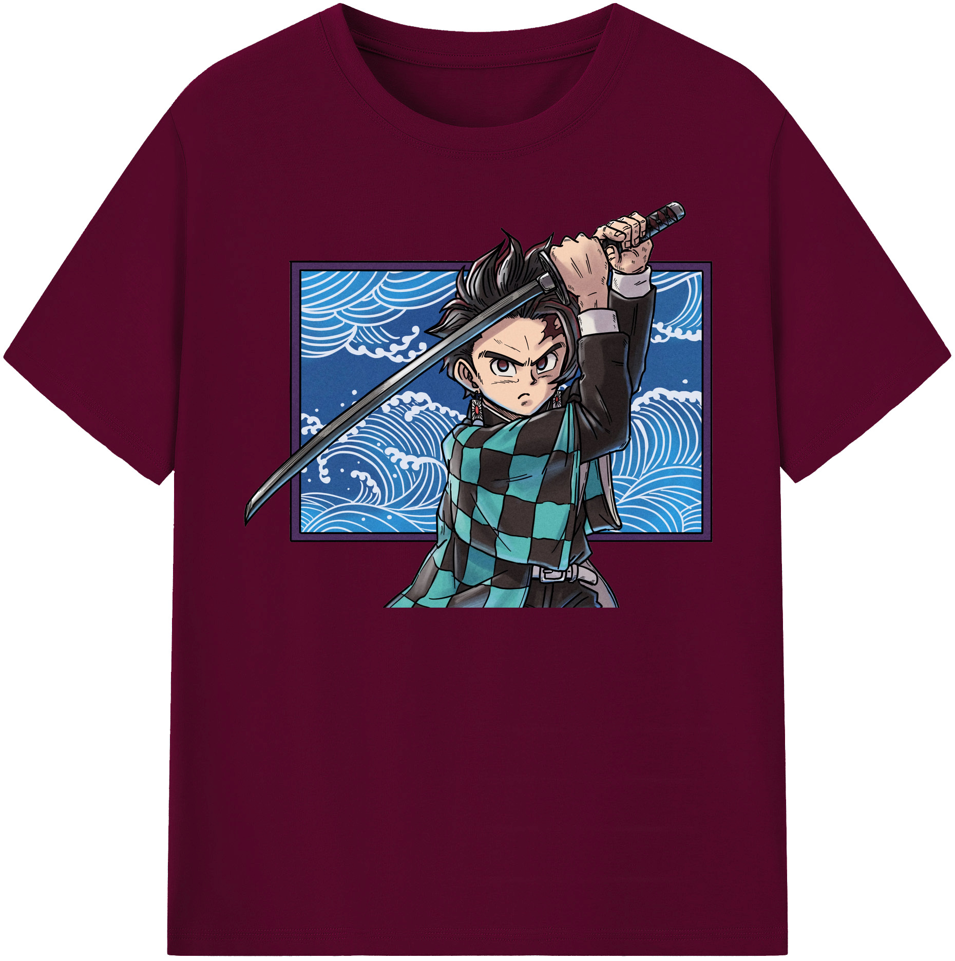 （画像用） 鬼滅の刃 竈門 炭治郎／かまど たんじろう Kamado Tanjirou レディースカジュアルプリントTシャツ（綿100％）